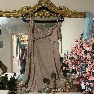 Free People - Nude dress with silver pin stripes Large